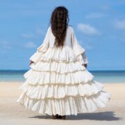 Raw Cotton Ruffle Kimono Duster: Hand-Dyed Boho Beach Cover-Up - Bali - Image 2