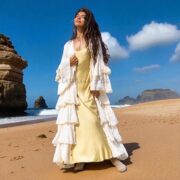 Raw Cotton Ruffle Kimono Duster: Hand-Dyed Boho Beach Cover-Up - Bali - Image 9