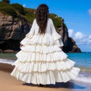 Raw Cotton Ruffle Kimono Duster: Hand-Dyed Boho Beach Cover-Up - Bali - Image 8