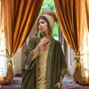 Moss Sage Velvet Duster – Handmade Lace Trim Kimono Coat | Misty - Image 6