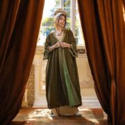 Moss Sage Velvet Duster – Handmade Lace Trim Kimono Coat | Misty - Image 5