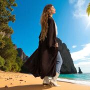 Handmade Cotton Gauze Kimono Robe: Raven Black Boho Duster with Pockets - Willow - Image 8