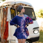 Plus Size Tie-Dye Caftan: Handmade Cotton Boho Tunic Top - Celestia - Image 6