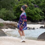 Plus Size Tie-Dye Caftan: Handmade Cotton Boho Tunic Top - Celestia - Image 9