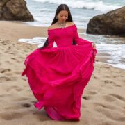 Boho Wedding Dress: Viva Peony Cotton Maxi Gown with Bell Sleeves - Lucia - Image 10