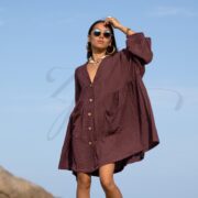 Plus Size Crinkle Cotton Babydoll Dress: Boho Tunic Top with Pockets - Bellina - Image 4