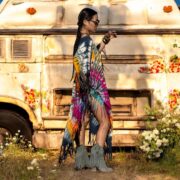 Handmade Tie-Dye Fringe Tunic Dress: Cosmic Crescent Boho Caftan - Arlo - Image 6