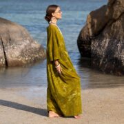 Plus Size Tie-Dye Jumpsuit: Citrine Moss Cotton Harem Romper - Sadie - Image 2