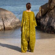 Plus Size Tie-Dye Jumpsuit: Citrine Moss Cotton Harem Romper - Sadie - Image 3