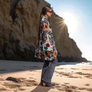 Velvet Kimono Jacket: Onyx Mandala Duster Coat, Plus Size Boho Outerwear - Mei - Image 9