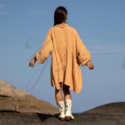 Plus Size Boho Tunic Dress: Saffron Crinkle Cotton Babydoll Top Bellina - Image 3