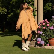 Plus Size Boho Tunic Dress: Saffron Crinkle Cotton Babydoll Top Bellina - Image 6