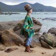 Quilted Silk Kimono Robe: Gemleaf Patchwork, Boho Wedding Jacket - Mei - Image 8