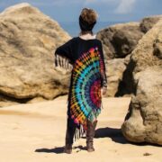 Handmade Tie-dye Cotton Tunic Dress: Boho Fringe Cover-Up - Arlo - Image 8