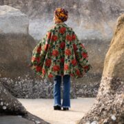 Olive Velvet Kimono Jacket: Floral Boho Duster Coat - Mei - Image 3