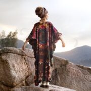 Hand-Dyed Tie-Dye Cotton Tunic Dress: Boho Peace Mandala Caftan with Pockets - Cleo - Image 3