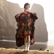 Hand-Dyed Tie-Dye Cotton Tunic Dress: Boho Peace Mandala Caftan with Pockets - Cleo - Image 7