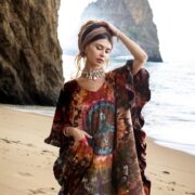 Hand-Dyed Tie-Dye Cotton Tunic Dress: Boho Peace Mandala Caftan with Pockets - Cleo - Image 10