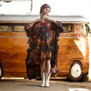 Hand-Dyed Tie-Dye Cotton Tunic Dress: Boho Peace Mandala Caftan with Pockets - Cleo - Image 5