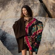 Plus Size Tie-Dye Kimono Mini Dress: Obsidian Bloom Cotton Tunic - Kumo - Image 4