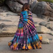 Handmade Tie-Dye Kimono Robe: Cotton Boho Duster, Plus Size Beach Cover-Up - Aurora - Image 3