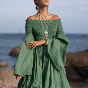Elderfern Green Boho Wedding Dress: Off-Shoulder Cotton Maxi Gown - Lucia - Image 6