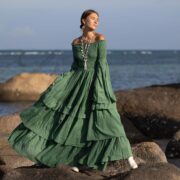 Elderfern Green Boho Wedding Dress: Off-Shoulder Cotton Maxi Gown - Lucia - Image 4