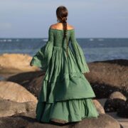 Elderfern Green Boho Wedding Dress: Off-Shoulder Cotton Maxi Gown - Lucia - Image 3