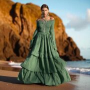 Elderfern Green Boho Wedding Dress: Off-Shoulder Cotton Maxi Gown - Lucia - Image 10