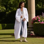 Moon Drift Velvet Kimono Duster: Silky White Boho Robe - Plus Size - Mai - Image 5