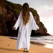 Moon Drift Velvet Kimono Duster: Silky White Boho Robe - Plus Size - Mai - Image 8