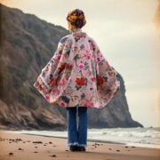 Plus Size Velvet Kimono Robe: Rosé Caravan Boho Floral Duster - Mei - Image 5