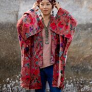 Velvet Kimono Jacket: Embroidered Wild Nightingale Floral Coat - Mei - Image 4