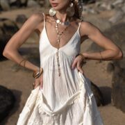 Raw Cotton Boho Wedding Dress: Off-Shoulder Beach Elopement Gown - Savita - Image 6