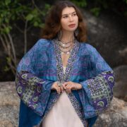 MAI Vintage Silk Kimono Duster – Gypsy Rainfall Boho Patchwork Robe | Upcycled Festival Jacket, Beach Cover-Up & Artistic Gift for Her - Image 4