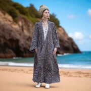 Plus Size Velvet Kimono Duster: Smokey Jaguar Boho Robe - Harper Jade