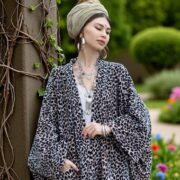 Plus Size Velvet Kimono Duster: Smokey Jaguar Boho Robe - Harper Jade - Image 6