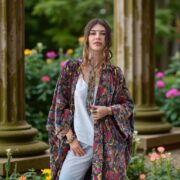 Floral Cotton Velvet Kimono: Plus-Size Boho Maxi Robe - Harper Jade - Image 6