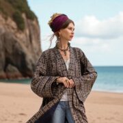 Boho Kimono Duster Robe: Mystic Dune Rayon Plus Size Cover-Up - Alura - Image 4