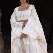 Boho Cream Lace Duster Kimono & Harem Pants Set - Plus Size Loungewear - Veda - Image 6