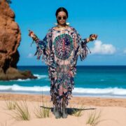 Plus Size Tie-Dye Fringe Tunic Dress: Boho Festival Kaftan - Arlo
