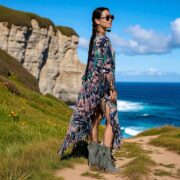 Plus Size Tie-Dye Fringe Tunic Dress: Boho Festival Kaftan - Arlo - Image 2