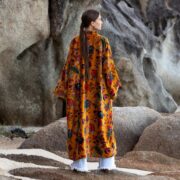Plus Size Velvet Kimono Robe: Sunfire Tapestry Floral Duster - Mai - Image 3