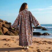 Velvet Kimono Jacket | MAI Rosefinch Dusk | Plus Size Boho Duster Coat - Image 3