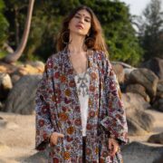 Velvet Kimono Jacket | MAI Rosefinch Dusk | Plus Size Boho Duster Coat - Image 10