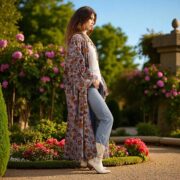 Velvet Kimono Jacket | MAI Rosefinch Dusk | Plus Size Boho Duster Coat - Image 6