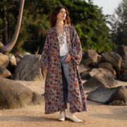 Velvet Kimono Jacket | MAI Rosefinch Dusk | Plus Size Boho Duster Coat - Image 9