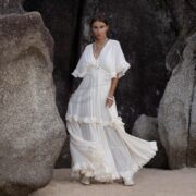 Off-White Cotton Boho Wedding Dress: Plus Size Raw Cotton Maxi Gown - Beata - Image 4