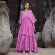 Pink Paloma Boho Wedding Dress: Ruffle Sleeve Cotton Maxi Gown - Beata - Image 2