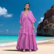 Pink Paloma Boho Wedding Dress: Ruffle Sleeve Cotton Maxi Gown - Beata - Image 8